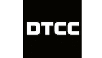 White bold capital letters DTCC centred on a solid black square background.